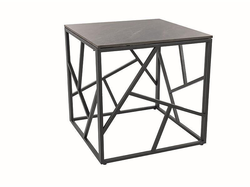 Журнальный столик SIGNAL ESCADA B III, серый (эффект мрамора) / черный, 55X55