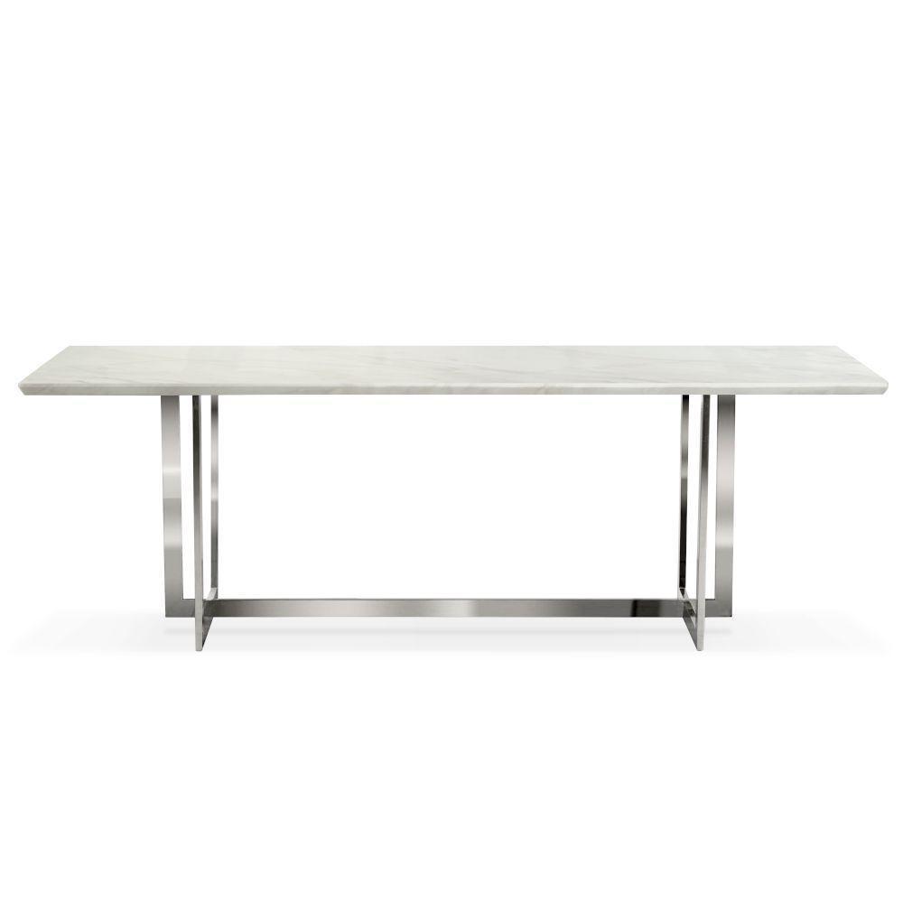 Фото и описание стол pmg marble, белый мрамор / ножки серебро