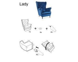 Кресло SIGNAL LADY VELVET, бирюзовый, тк. BL85 / ножки венге 