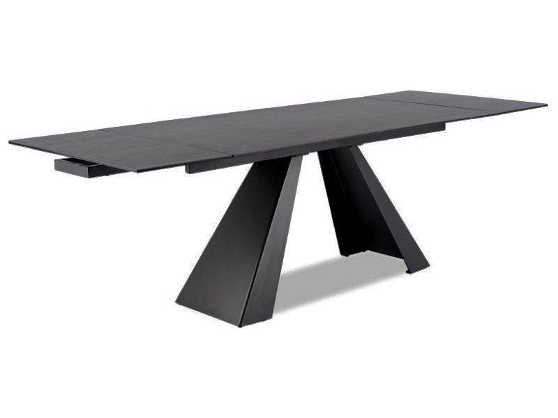 Фото и описание стол signal salvadore ceramic, серый под мрамор / черный матовый, (160-240)x90