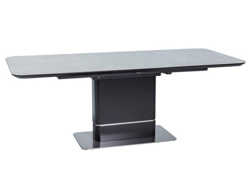 Фото и описание стол signal pallas, серый под мрамор / черный матовый, 160(210)x90, исск. камень