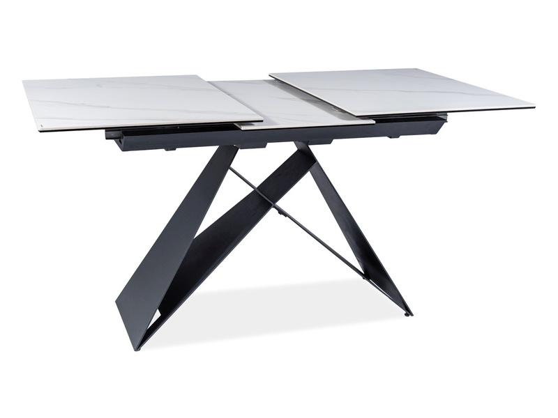 Фото и описание стол signal westin sc, белый под мрамор / черный матовый, 120(160)x80