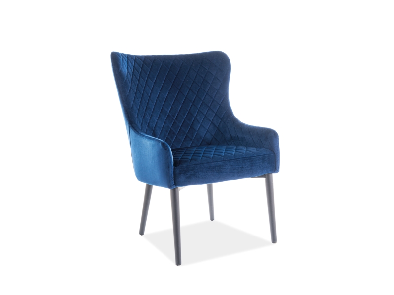 Кресло SIGNAL COLIN F VELVET, т.синий / ножки черные, тк. BL86 