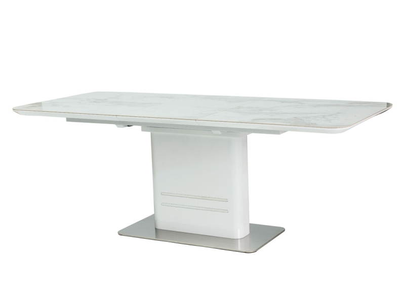 Фото и описание стол signal cartier, белый под мрамор / белый глянец, 160(210)x90, исск. камень