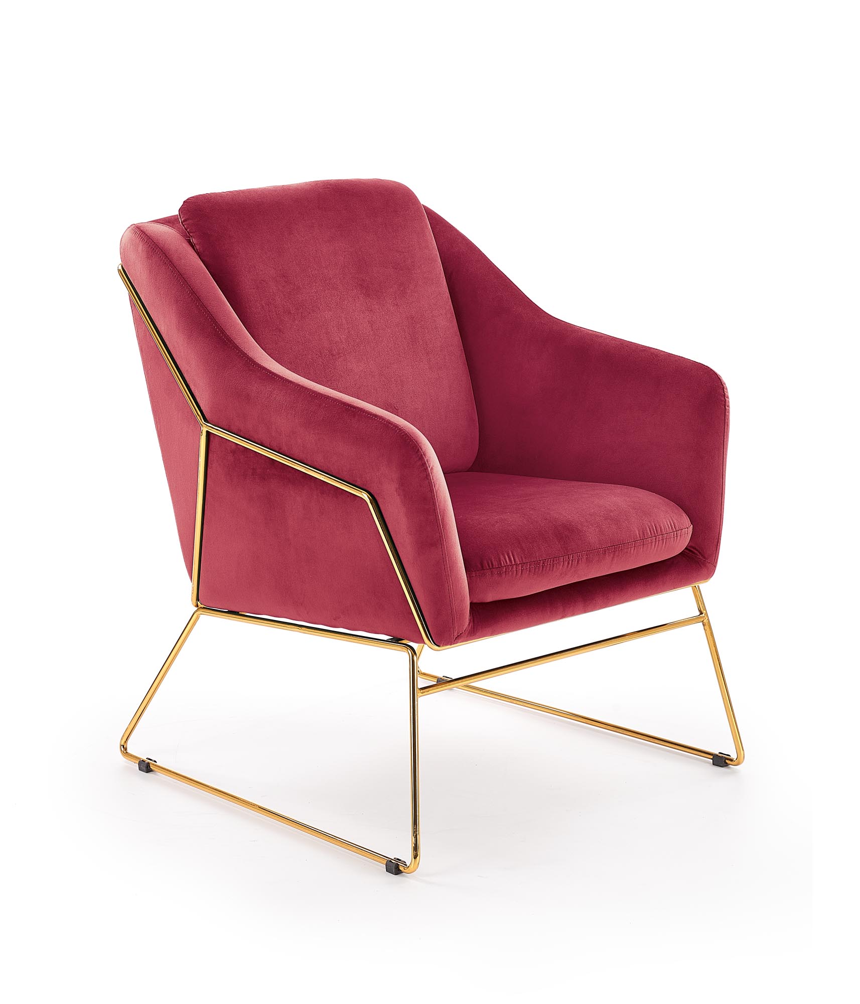 Кресло для отдыха HALMAR SOFT 3, бордовый / ножки золото 