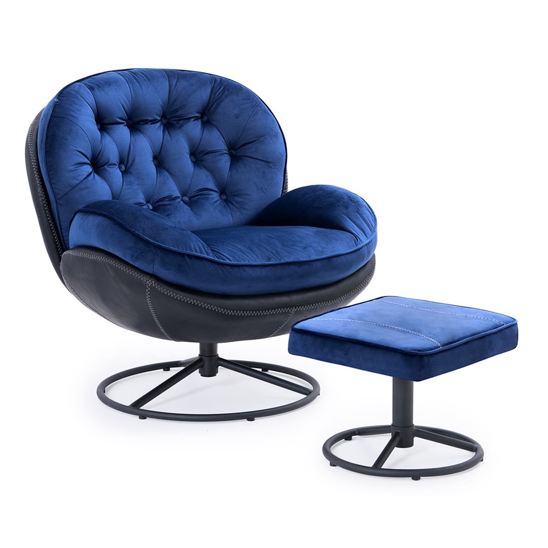Кресло поворотное с подставкой PMG LIMA, т.синий / черный 