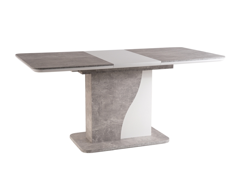Фото и описание стол раскладной signal syriusz, серый (эффект бетона) / белый матовый, 120(160)x80 in