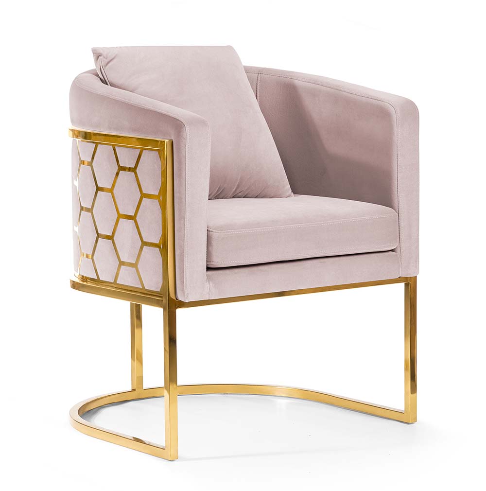 Кресло PMG PALEO, розовый / ножки золото 