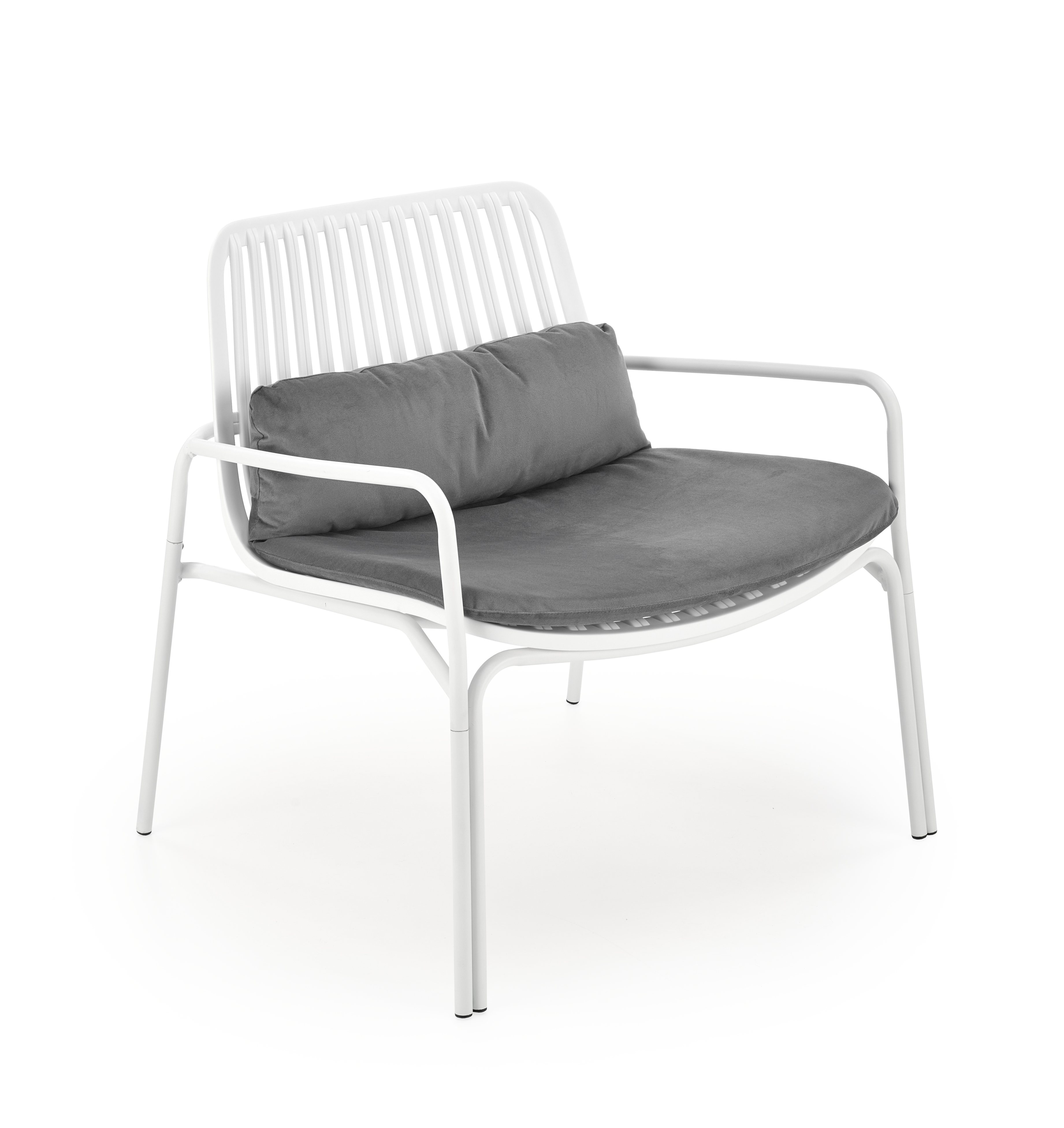 Кресло для отдыха HALMAR MELBY, ножки белые, ткань, серый 
