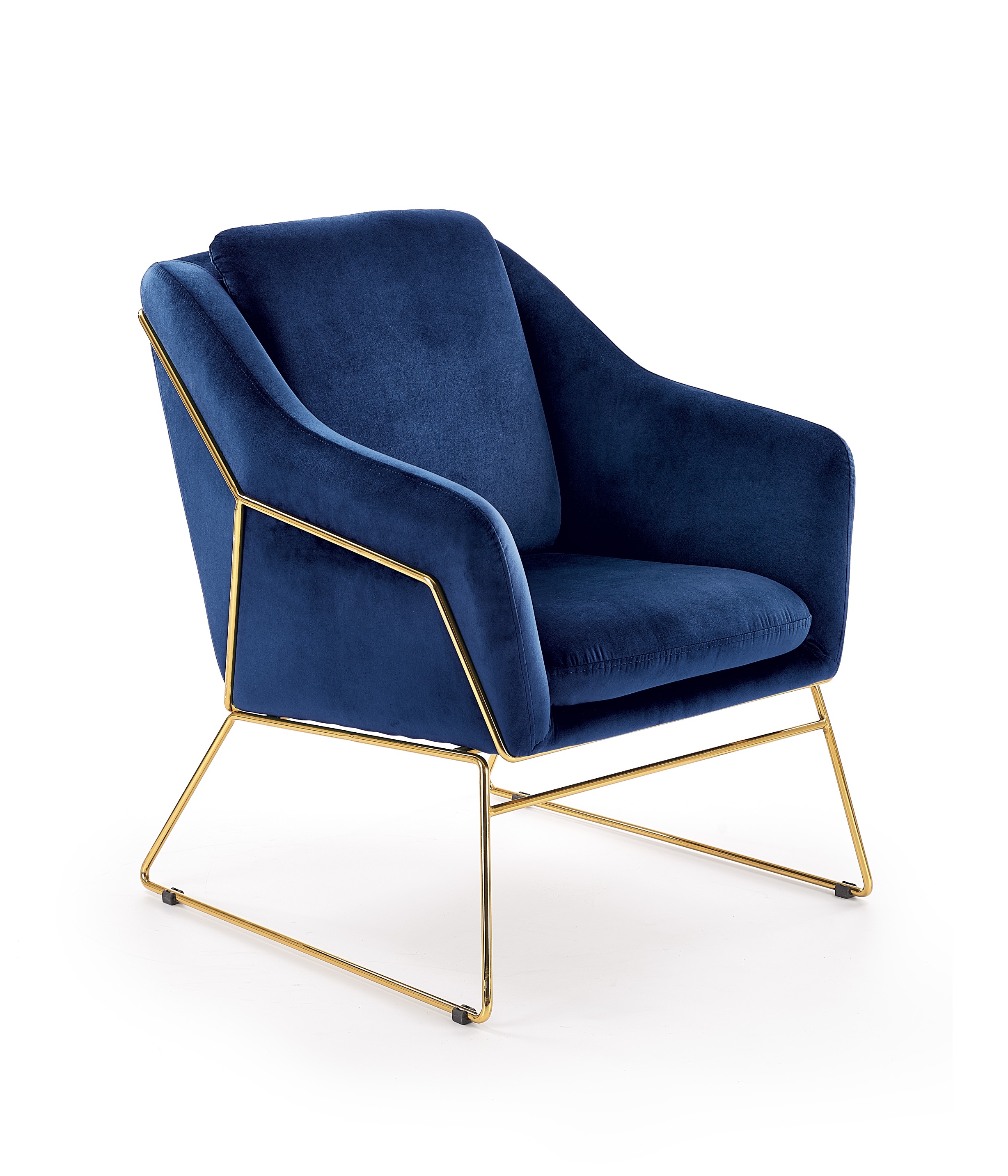 Кресло для отдыха HALMAR SOFT 3, синий / ножки золото 