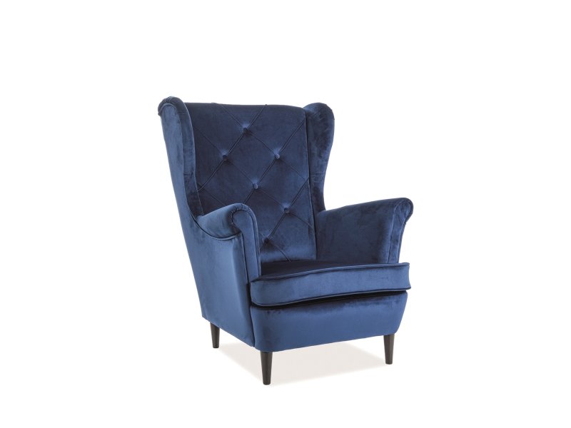 Кресло SIGNAL LADY VELVET, синий / венге, тк. BL86 