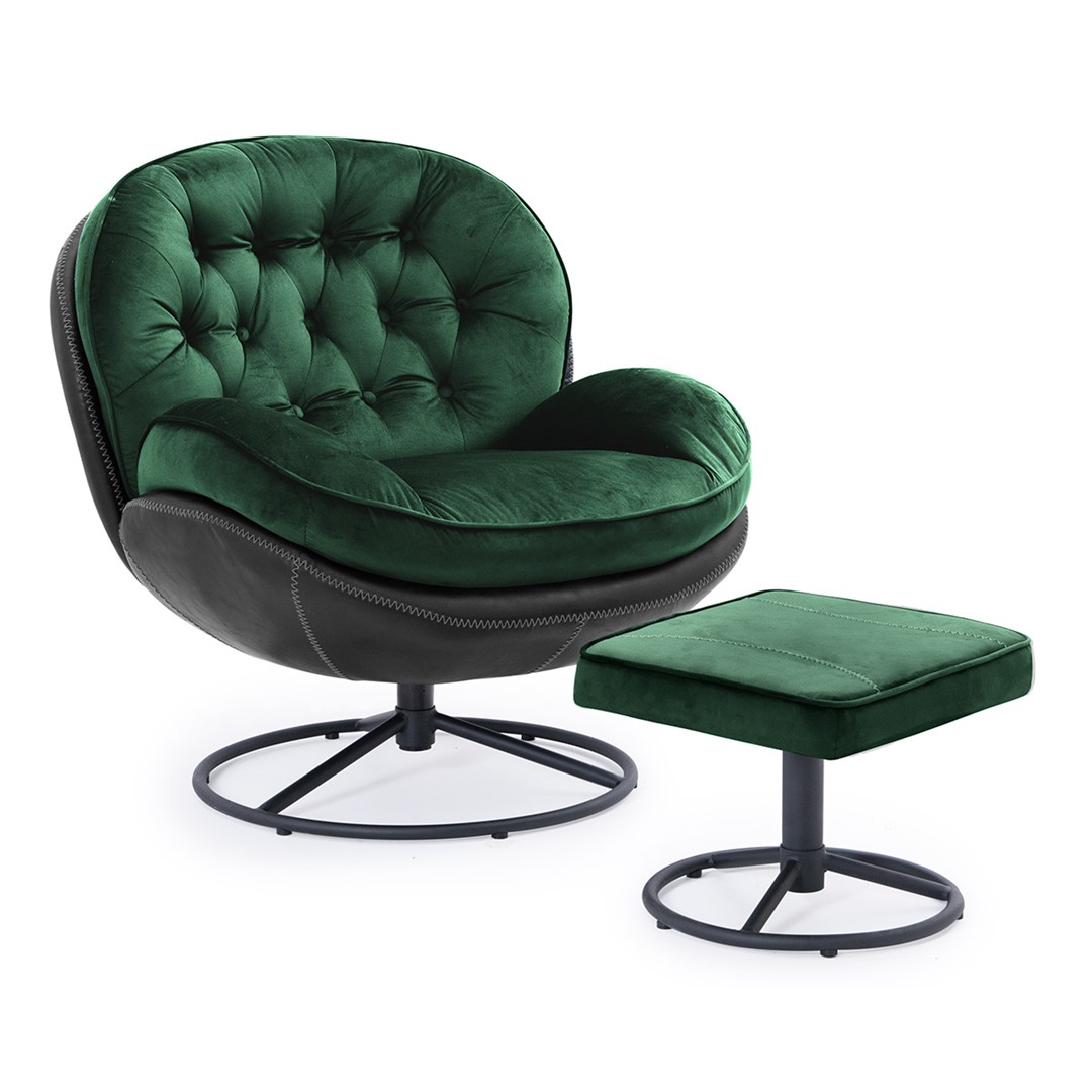 Кресло поворотное с подставкой PMG LIMA, зелёный / черный 