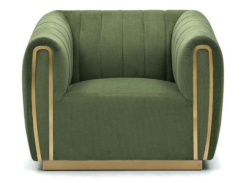 Кресло SIGNAL SANTORINI 1, штрукс зелёный, тк.197 / золото 