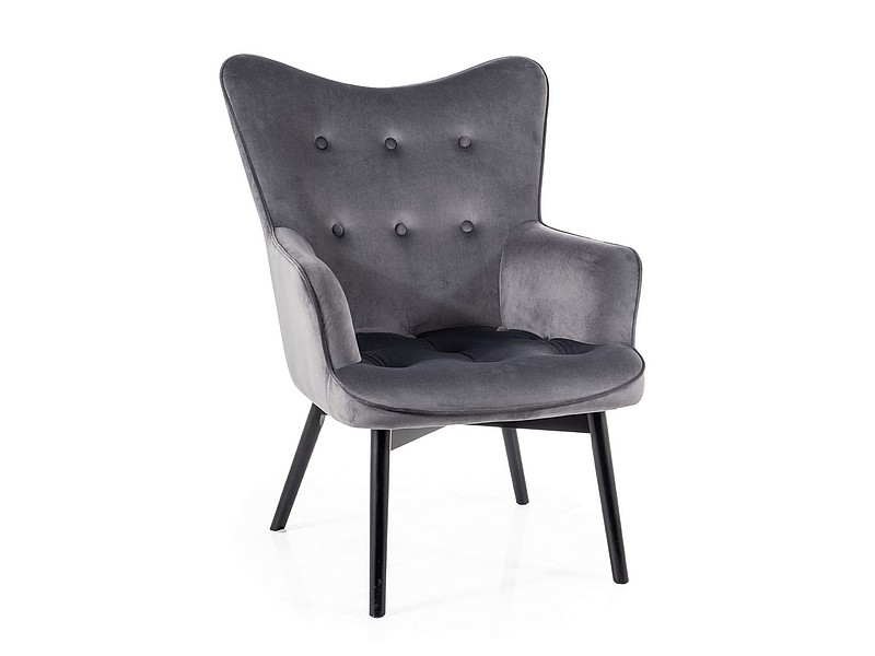 Кресло SIGNAL CARMEN VELVET, черный матовый / серый, тк. BL14 