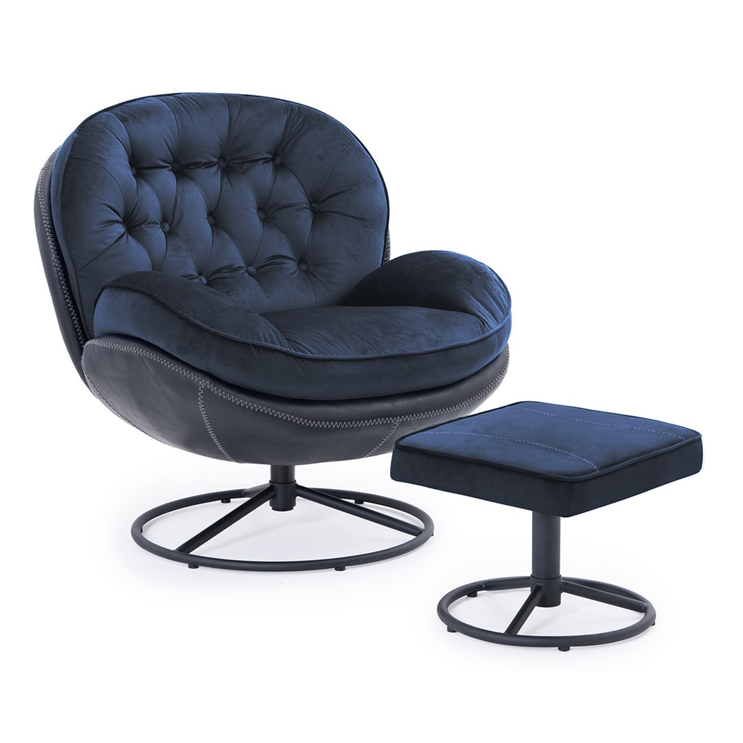 Кресло поворотное с подставкой PMG LIMA, т.синий / черный 