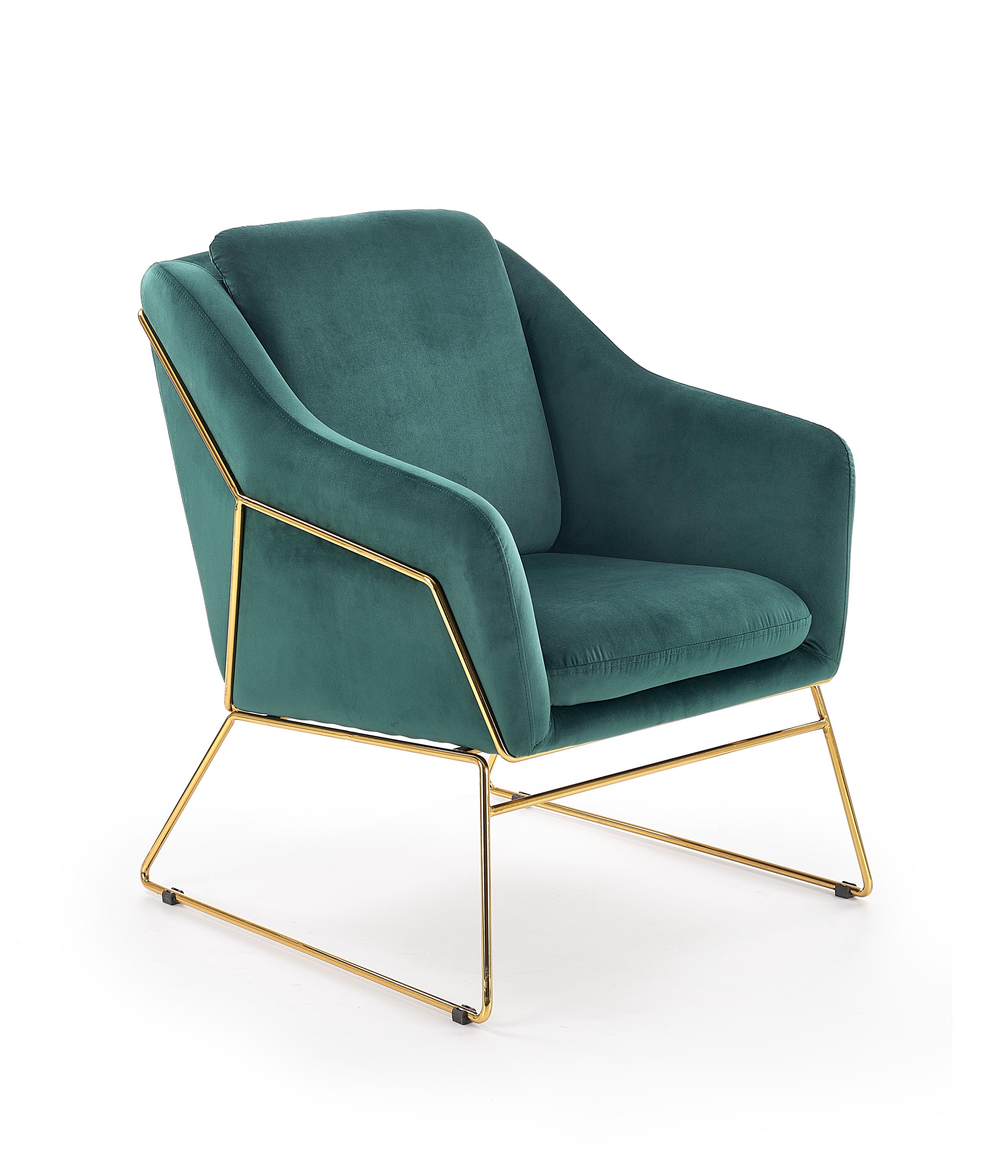 Кресло для отдыха HALMAR SOFT 3, т.зеленый / ножки золото 
