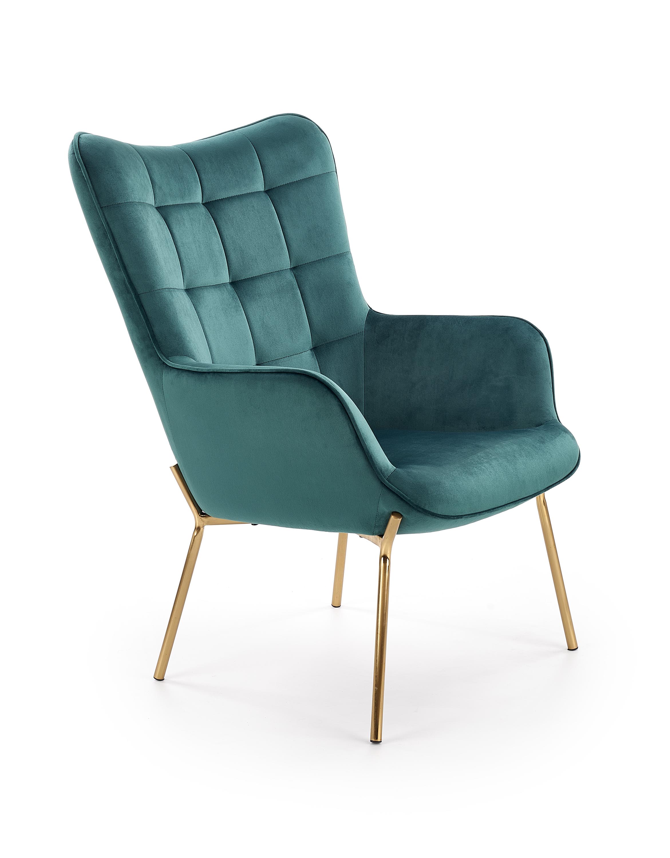 Кресло для отдыха HALMAR CASTEL 2, золото / т.зеленый 