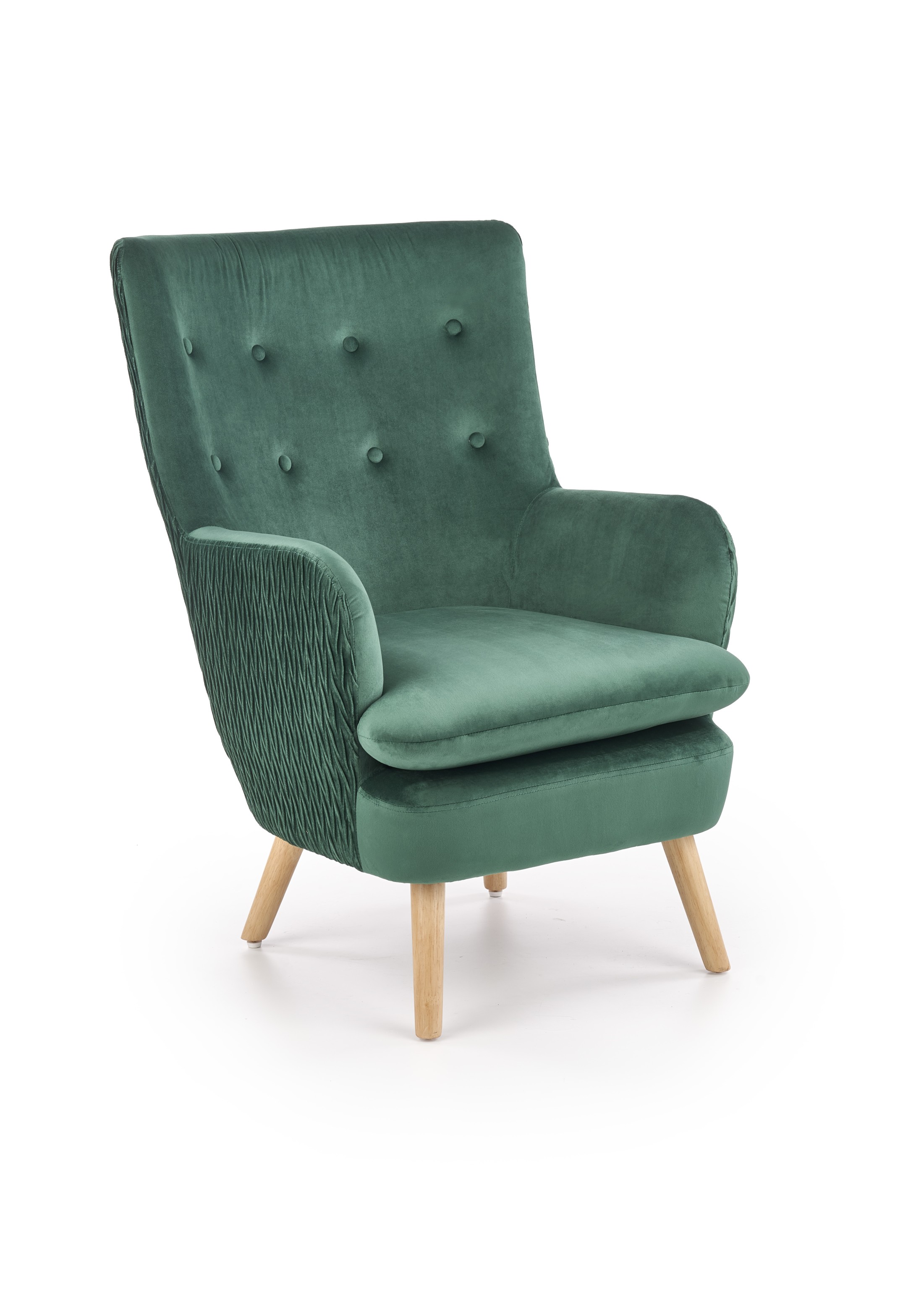 Кресло для отдыха HALMAR RAVEL, т.зеленый / натуральный 