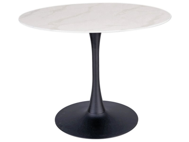 Фото и описание стол signal ontario, белый под мрамор / ножки черные, ф100