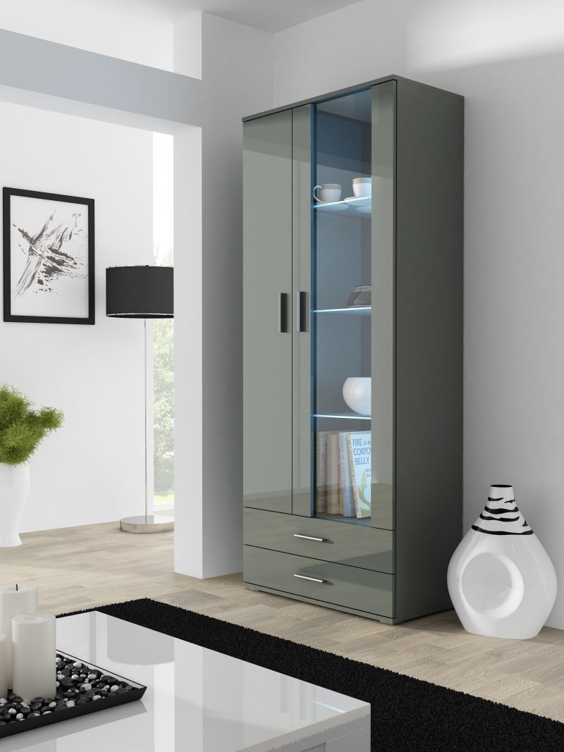 Шкаф-витрина SOHO S6 2D2S, серый / серый 