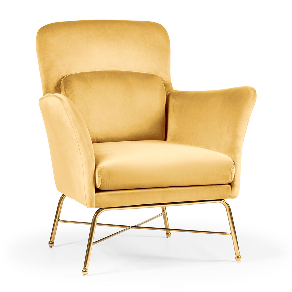 Кресло PMG VERA, жёлтый / ножки золото 