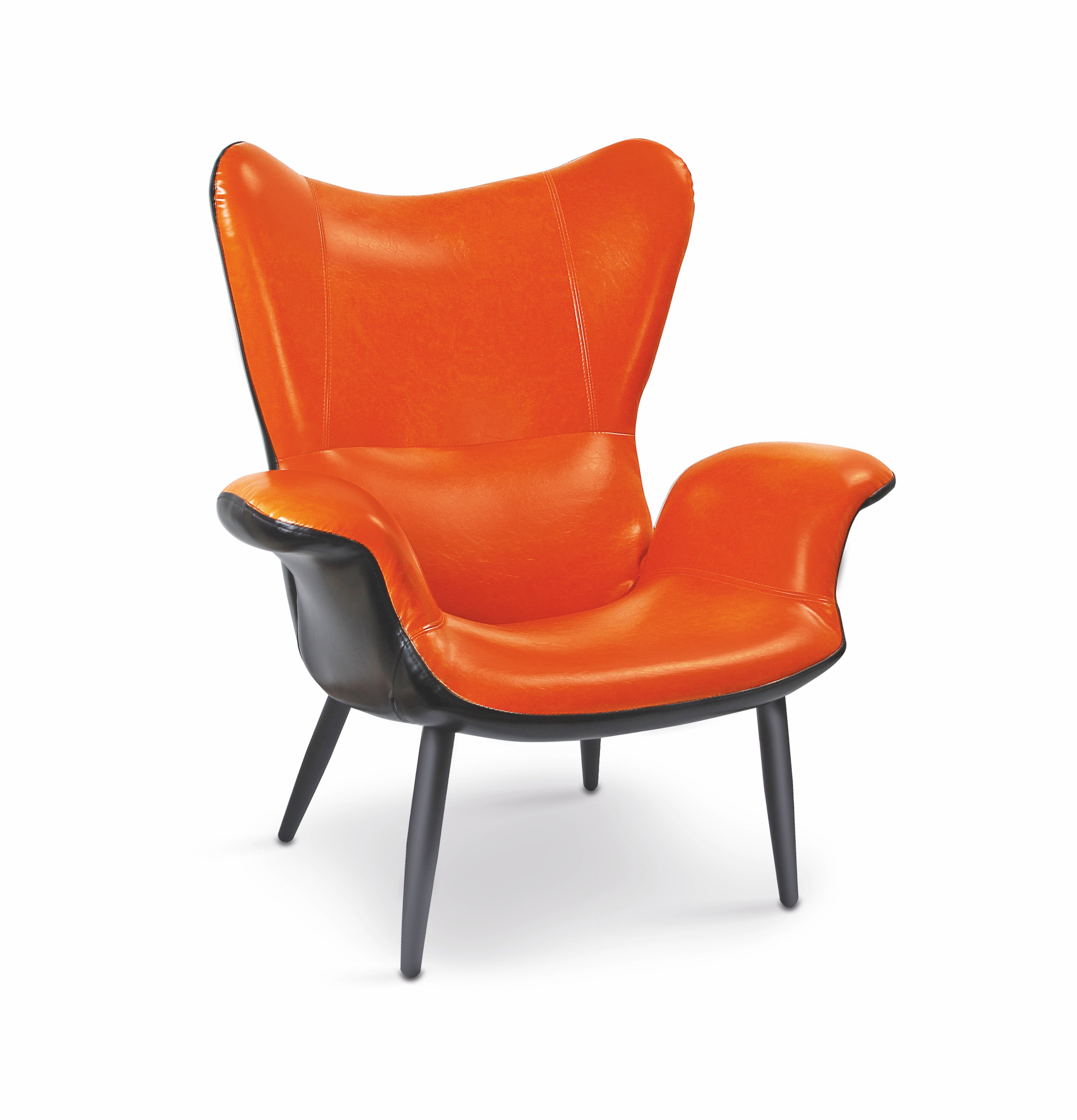 Кресло для отдыха HALMAR PEGAS-M, оранжевый / черный / ножки черные, полиуретан 