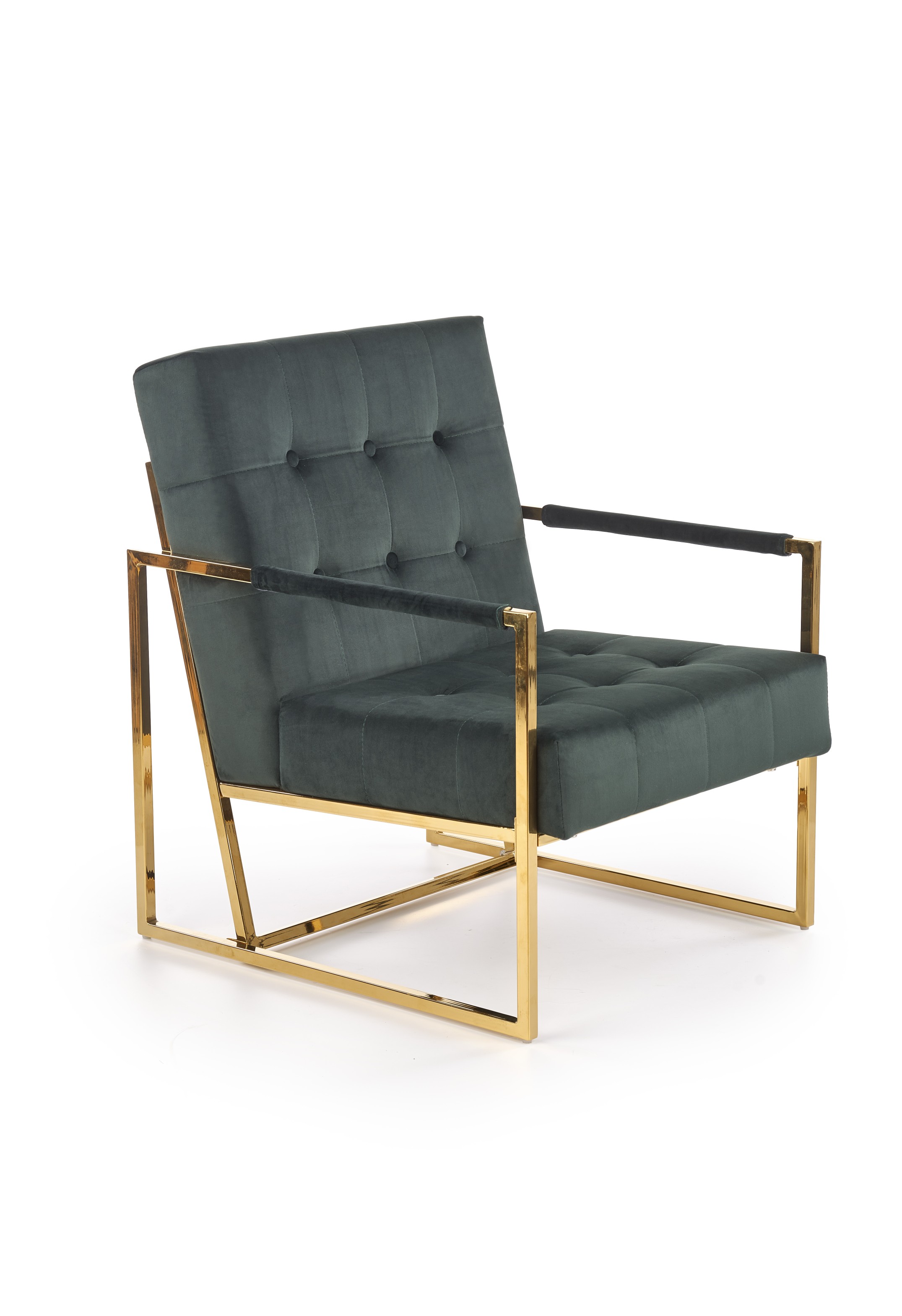 Кресло для отдыха HALMAR PRIUS,  т.зеленый / ножки золото 