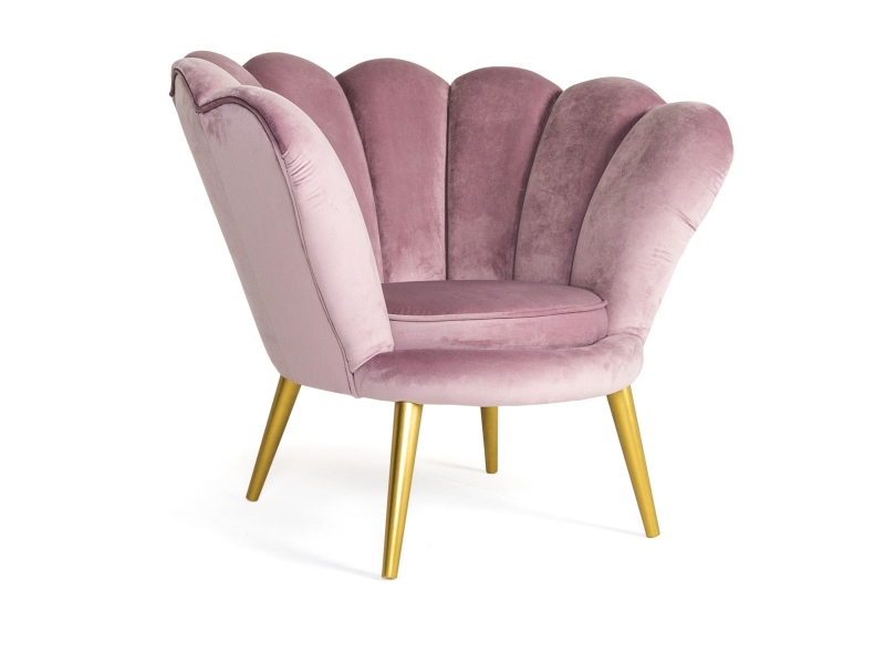 Кресло SIGNAL MAGNOLIA VELVET, розовый / золото, тк. BLUVEL 91 
