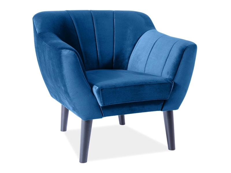 Кресло SIGNAL TREFL 1 VELVET, синий BL86 / ножки венге 
