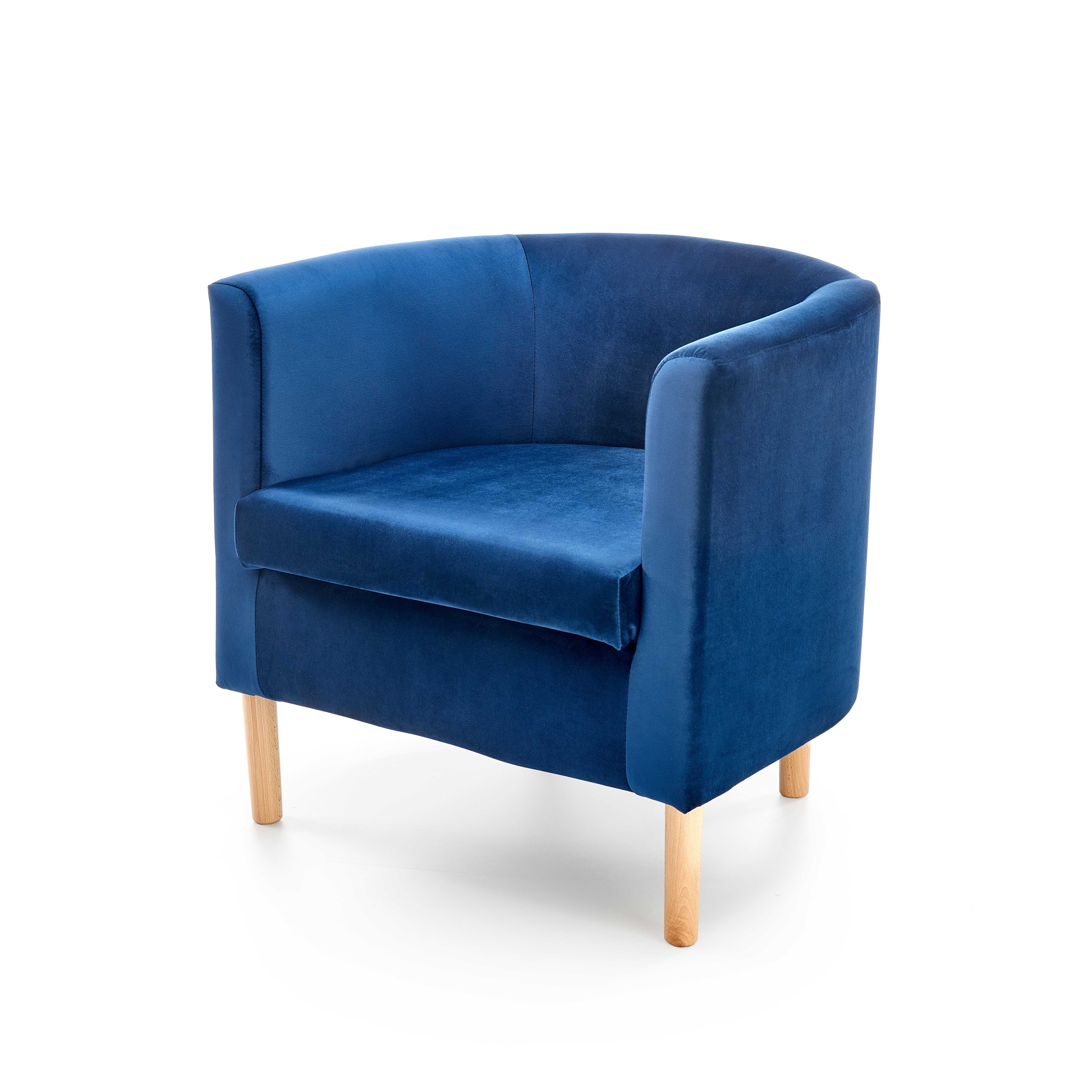 Кресло для отдыха HALMAR CLUBBY 2, синий / натуральный 