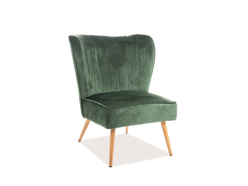 Кресло SIGNAL LEGNO VELVET, дуб / зеленый, тк. 119 