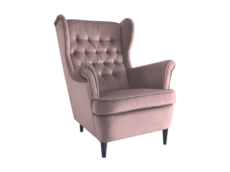 Кресло SIGNAL HARRY VELVET, розовый античный / ножки венге, тк. BL52 