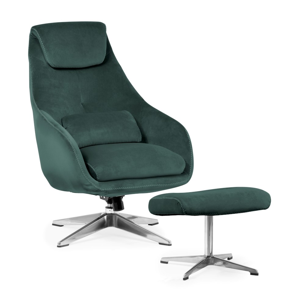 Кресло с подставкой PMG KENT, зелёный 